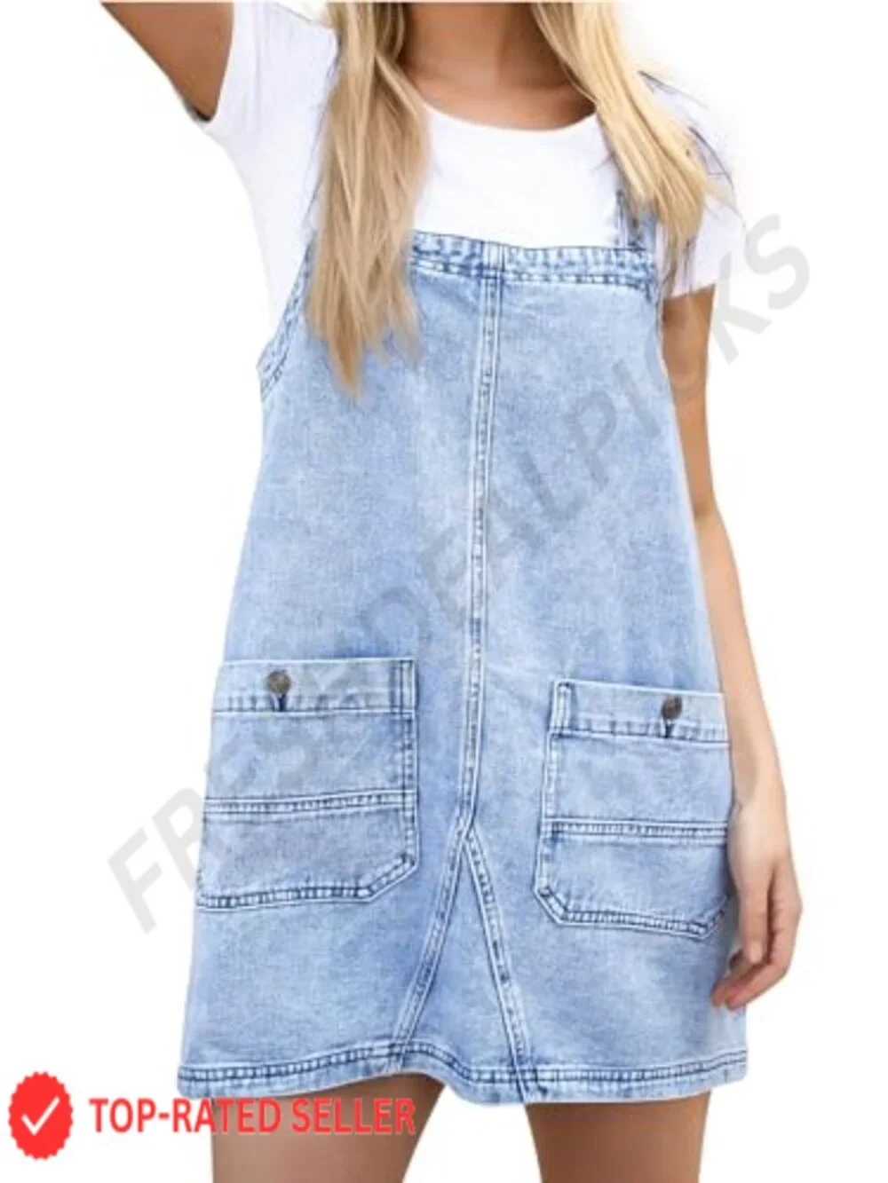 Women's Denim Overalls Dress Adjustable Strap Casual Romper with Pockets